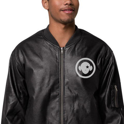 Faux Leather Bomber Jacket