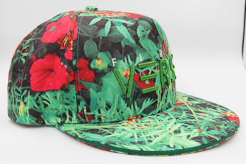 Green and red flower base ball snap back. - firstverseapparel