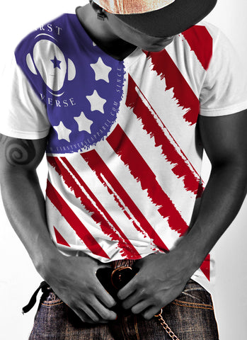 FirstVerse american flag color V-neck T-Shirt - firstverseapparel