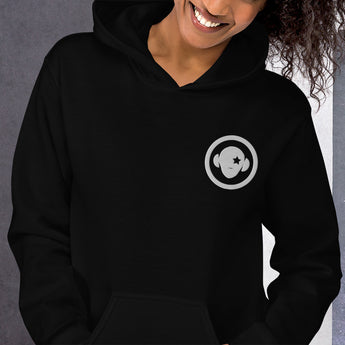 Warm and cozy cotton blend, double stitched women's hoodie with circle logo - firstverseapparel