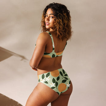 First Verse Apparel oranges Recycled high-waisted bikini