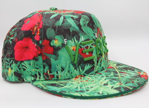 Green and red flower base ball snap back. - firstverseapparel