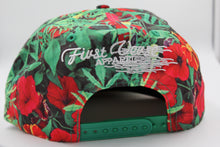 Green and red flower base ball snap back. - firstverseapparel