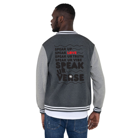 Men's Speak UR Verse Varsity Jacket - firstverseapparel
